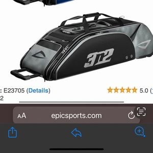 3n2 large rolling travel baseball or softball gear bag in black.